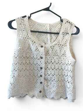 Women's Handmade Cream Crochet Vest